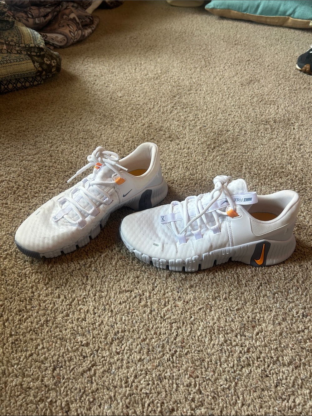 Nike White Sneakers with Orange Accents